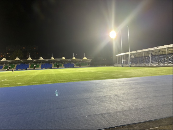 Scotstoun Stadium floodlighting at night