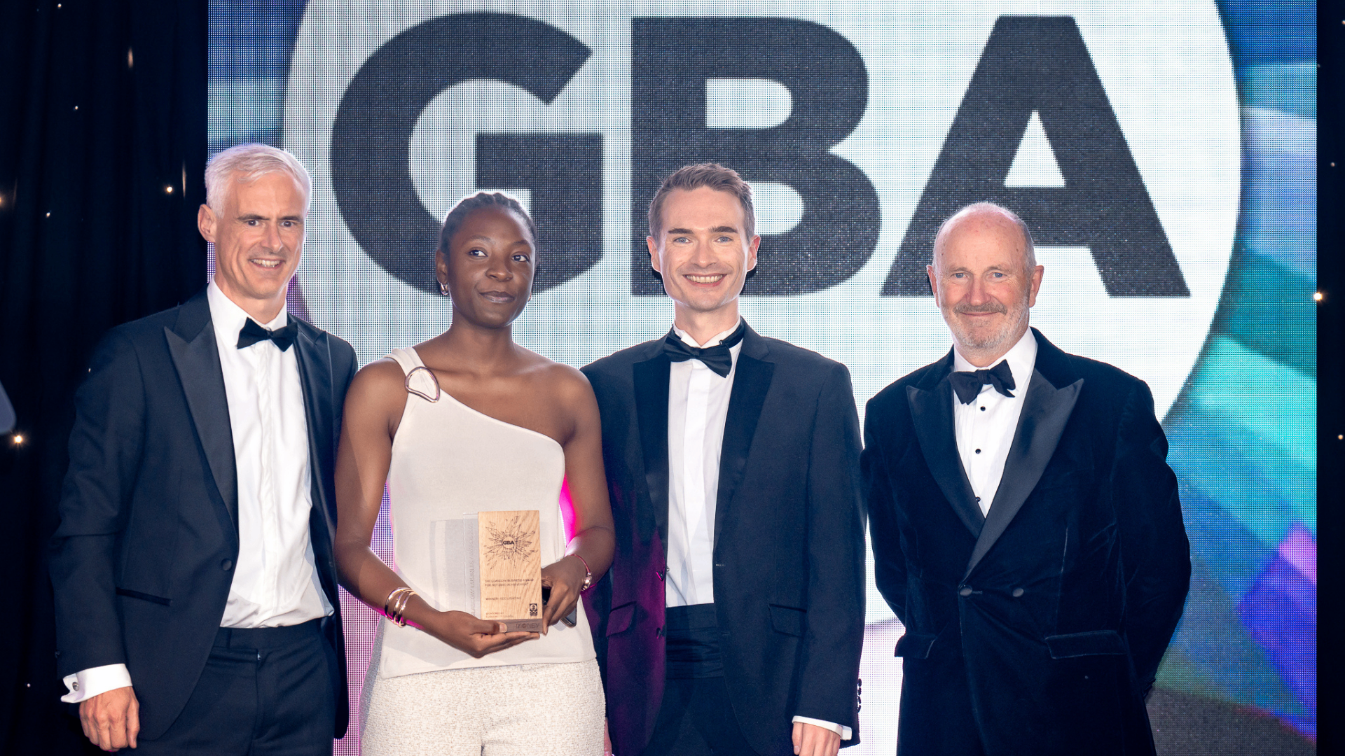 EGG Lighting team collecting a Green Business Award