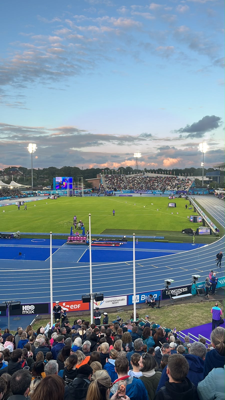 Scotstoun Stadium full of spectators during Glasgow 2026 Athletics