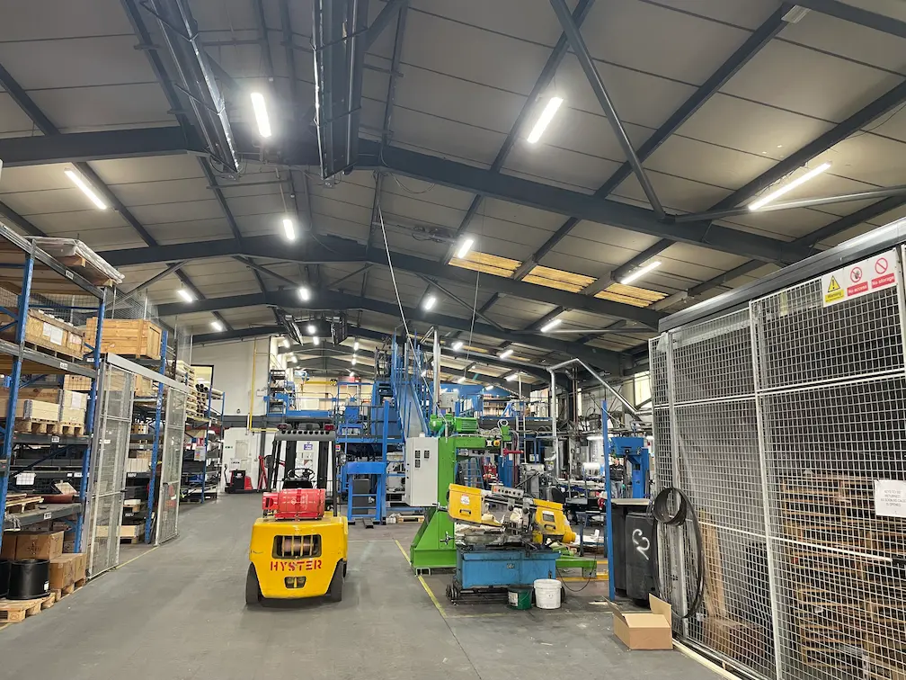 Rautomead workshop with new high-bay LED lighting