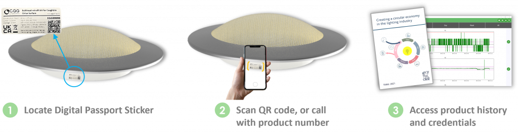Step by step process to using EGG Lighting's Digital Passport. Scan the QR code and quickly gain access to the products history and credentials.