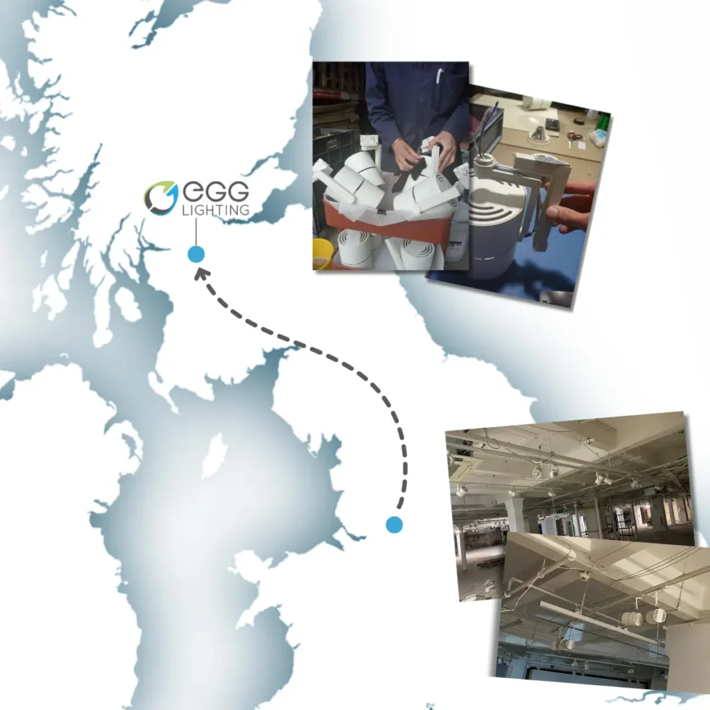 Remanufactured Spotlights journey from Manchester to Glasgow on map